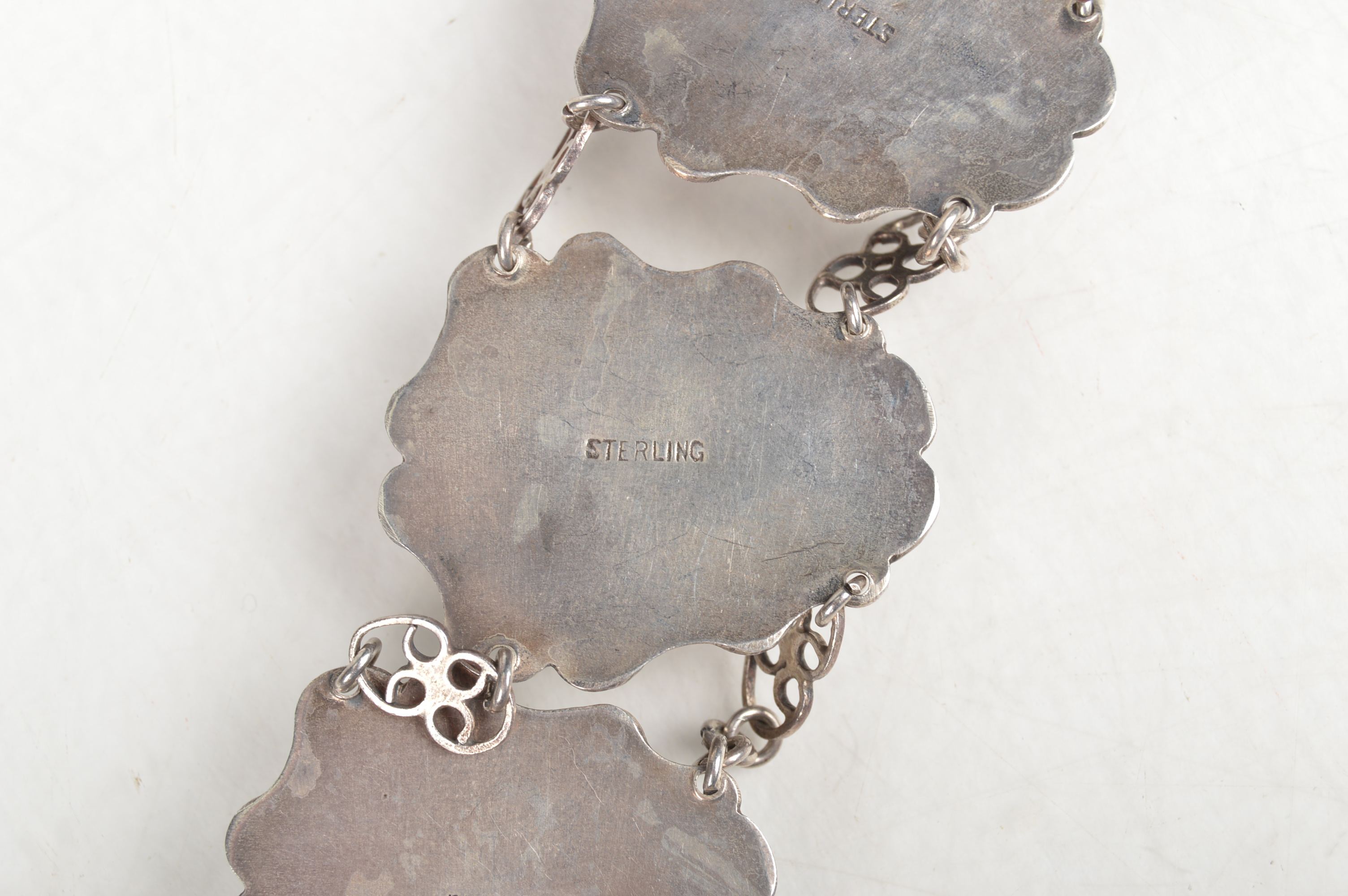 Vintage Sterling and Intaglio Onyx Tribal Mask Bracelet