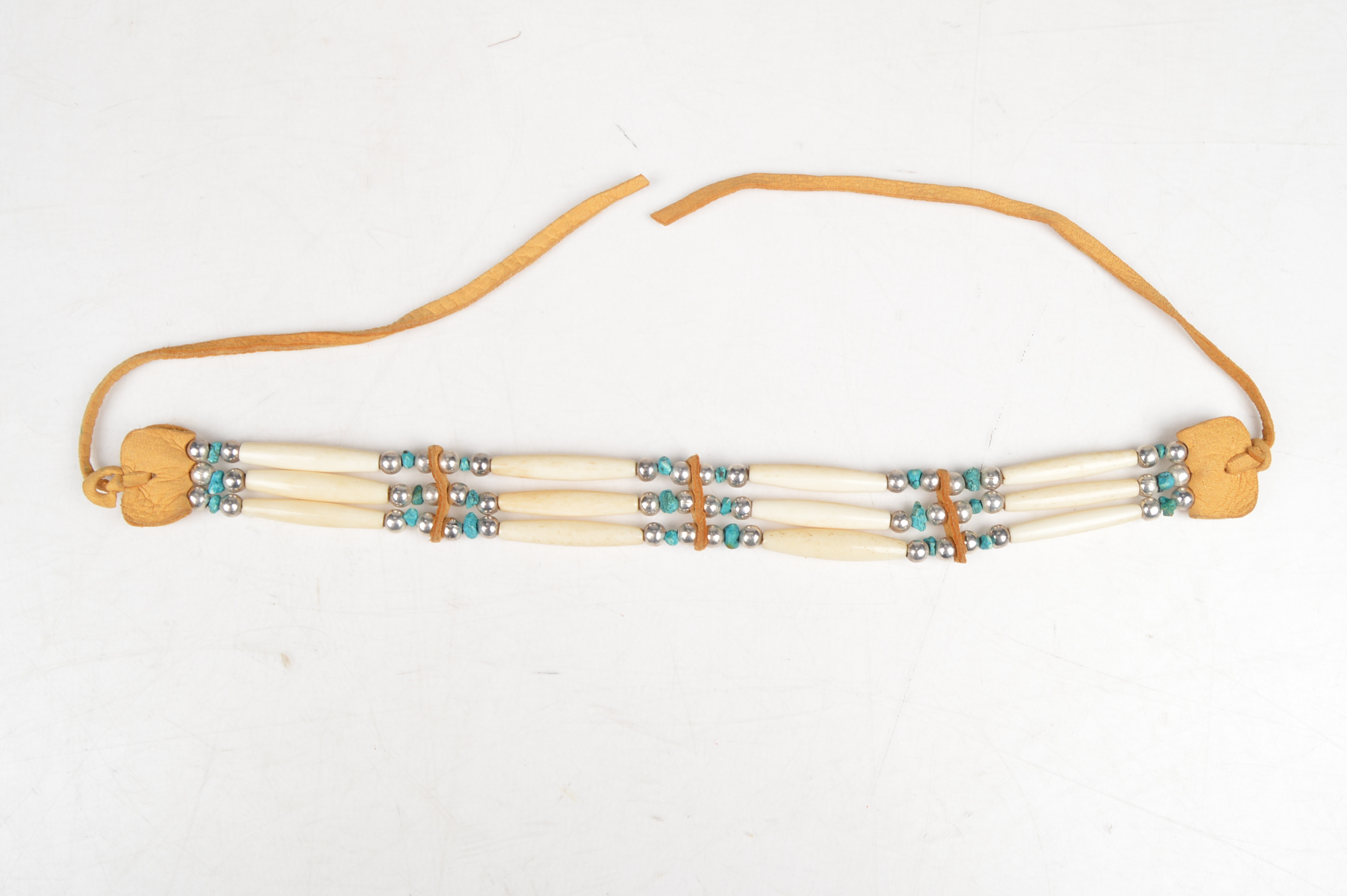 Native American Style Bone, Leather and Silver Tone Necklaces and Bracelets