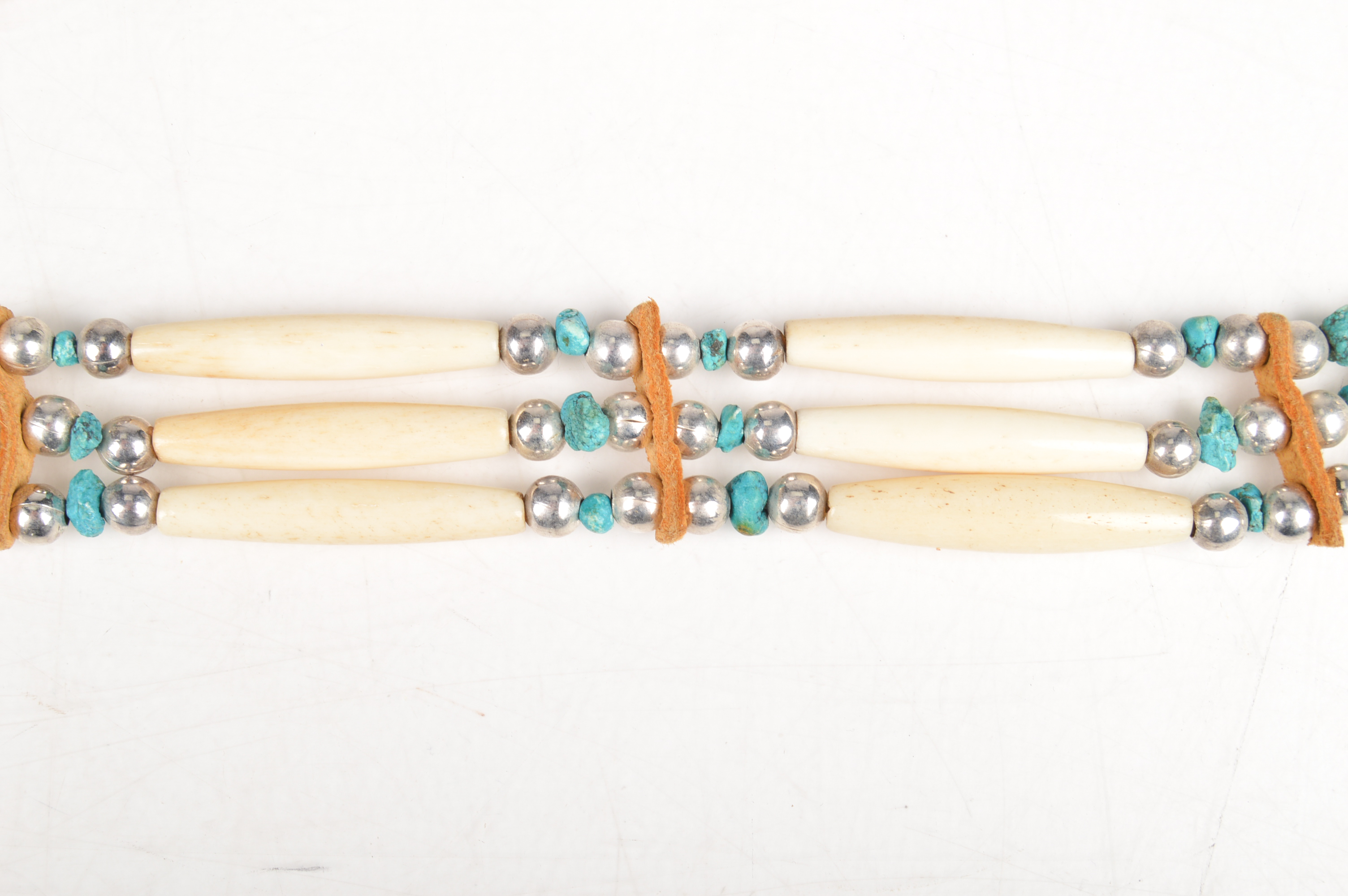 Native American Style Bone, Leather and Silver Tone Necklaces and Bracelets
