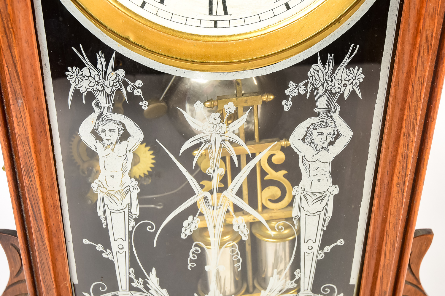 Antique Carved Walnut Mantel Clock