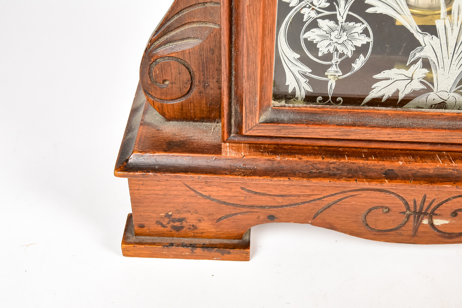 Antique Carved Walnut Mantel Clock