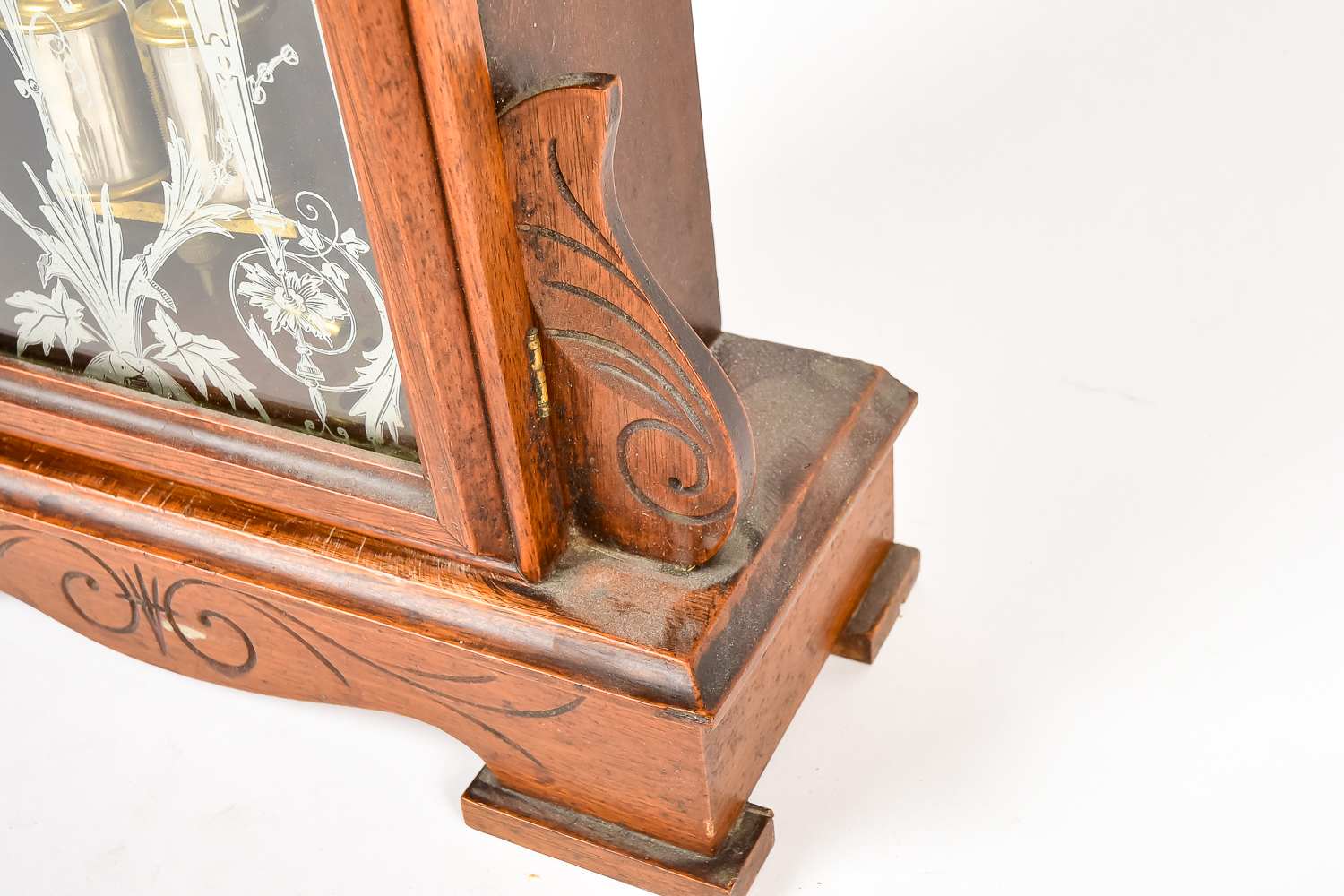Antique Carved Walnut Mantel Clock