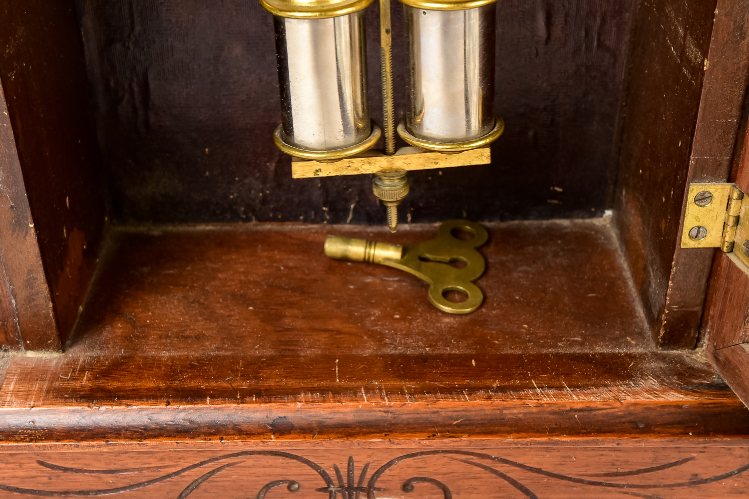 Antique Carved Walnut Mantel Clock