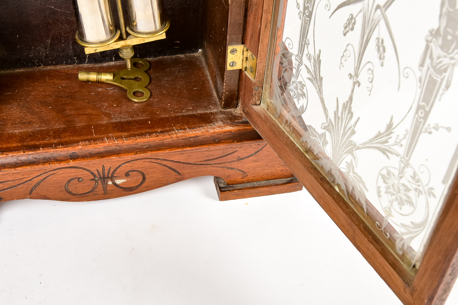 Antique Carved Walnut Mantel Clock
