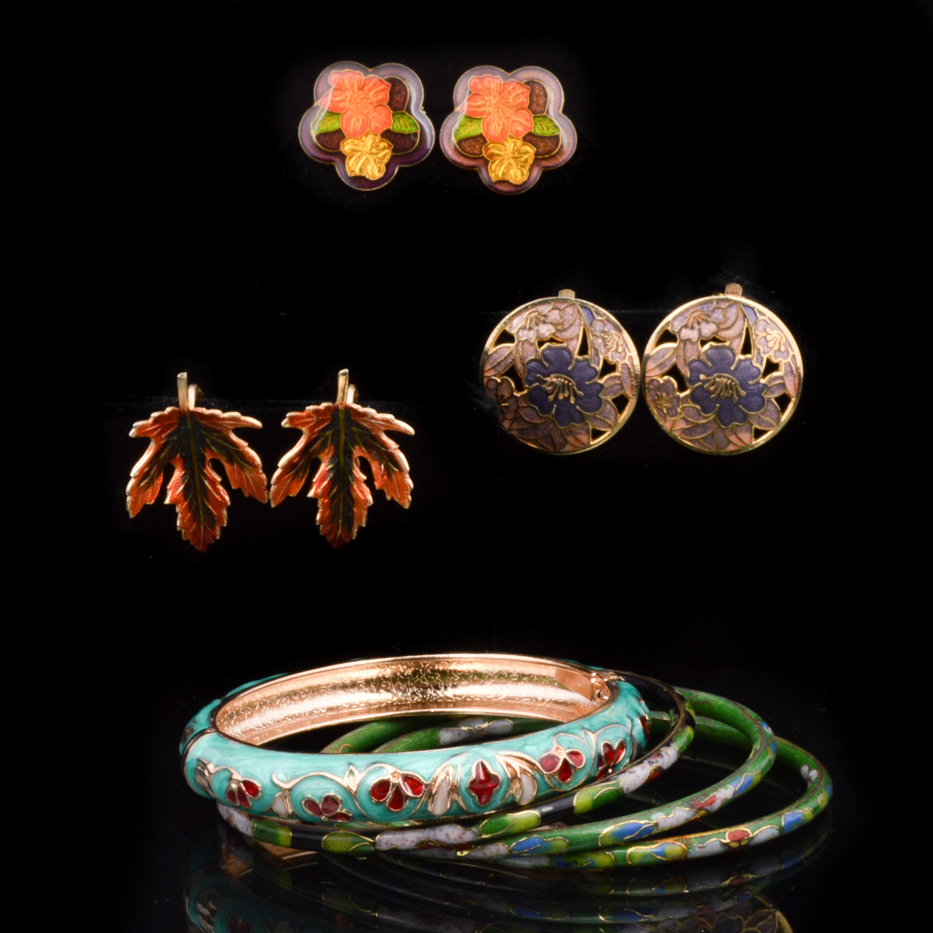 Cloisonne Bangles and Earrings