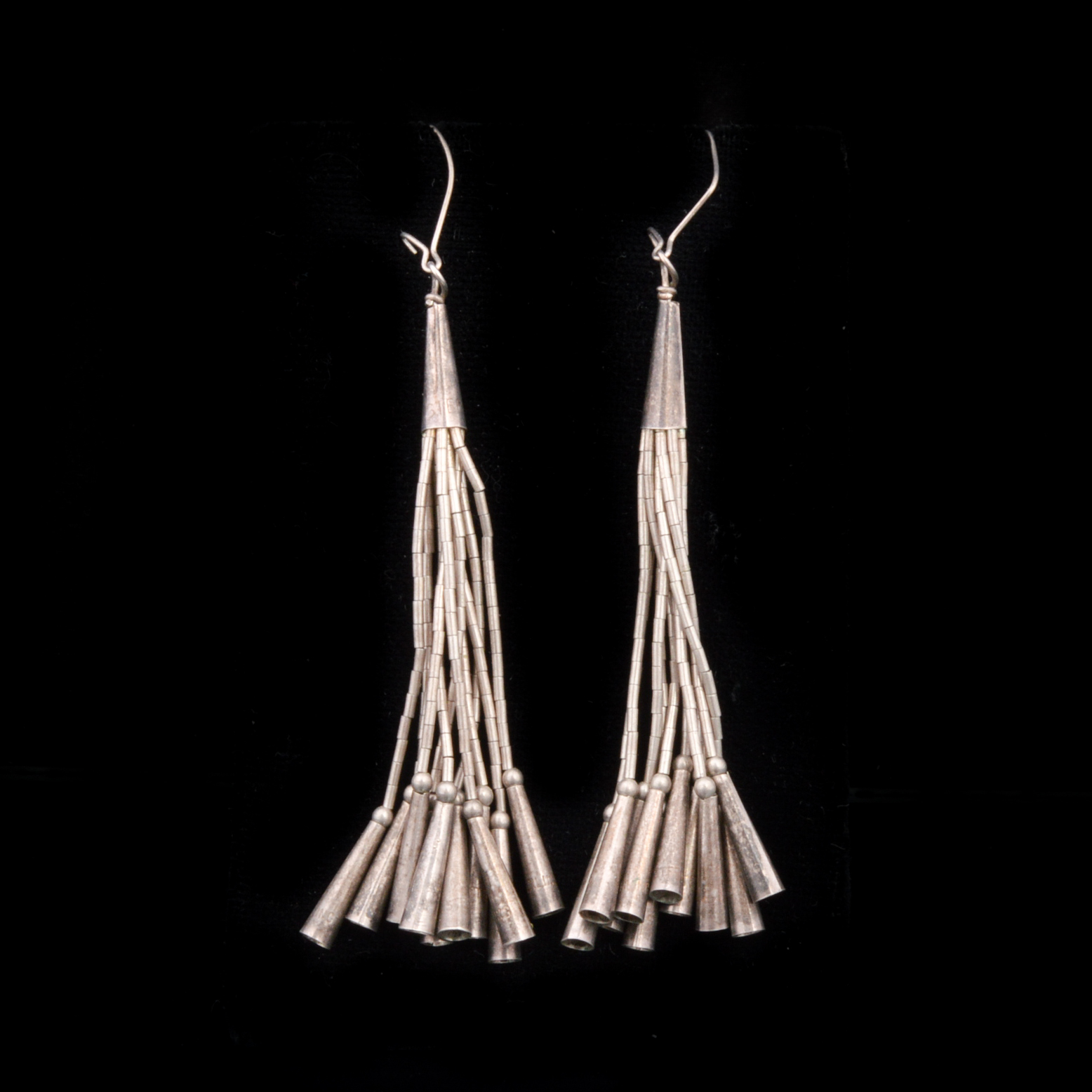 Navajo Style Liquid Silver Dangle Earrings