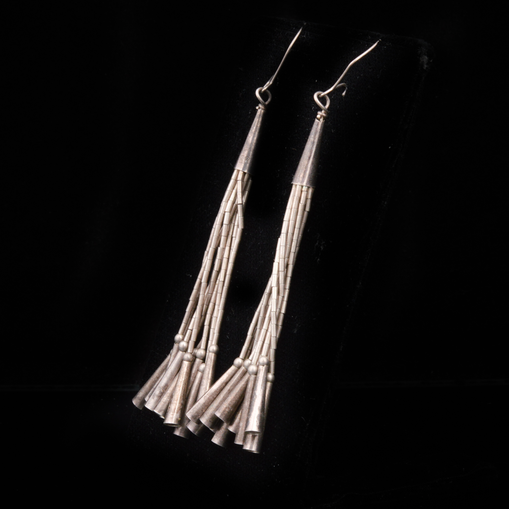 Navajo Style Liquid Silver Dangle Earrings