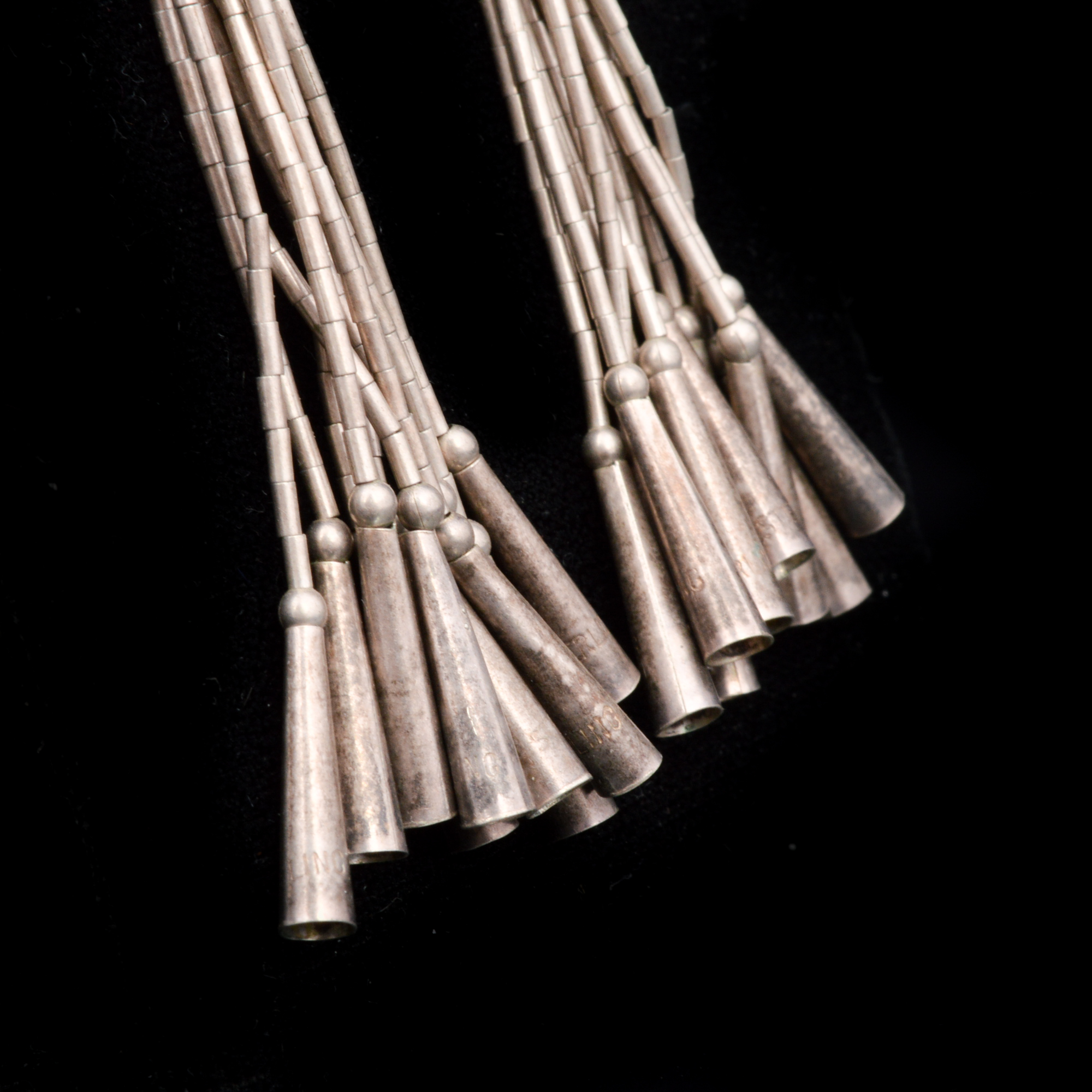 Navajo Style Liquid Silver Dangle Earrings