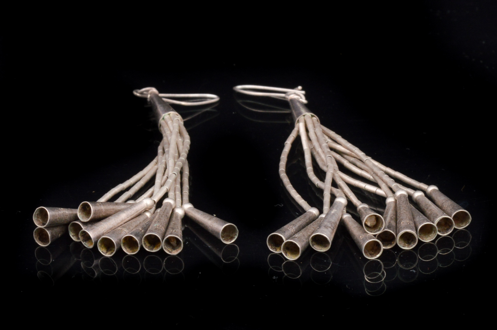 Navajo Style Liquid Silver Dangle Earrings