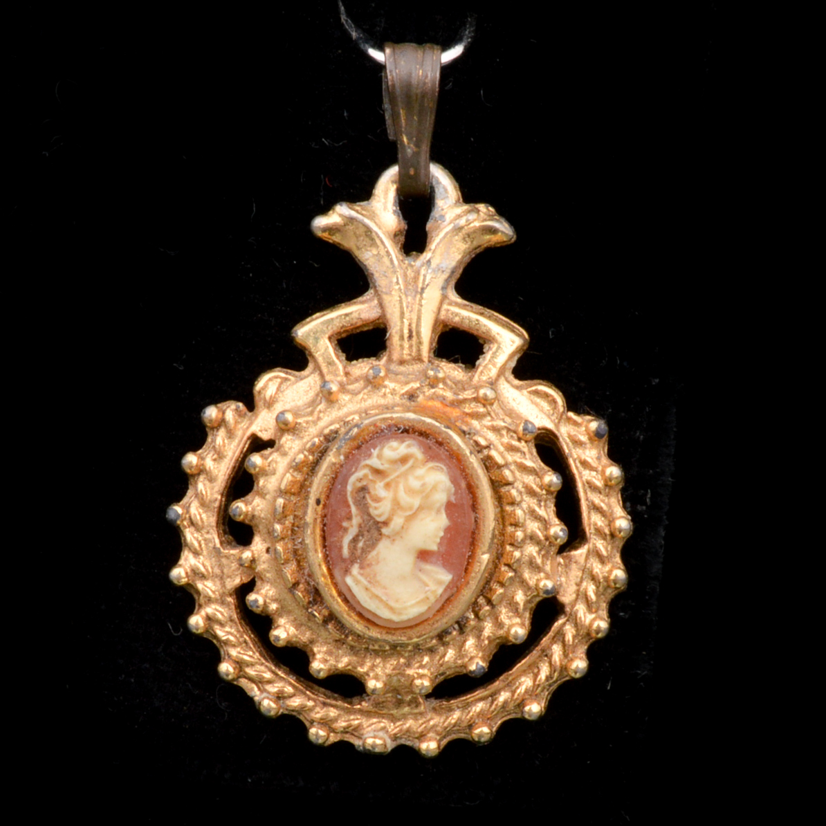 Vintage Cloisonne Pendant and Signed Florenza Cameo Pendant