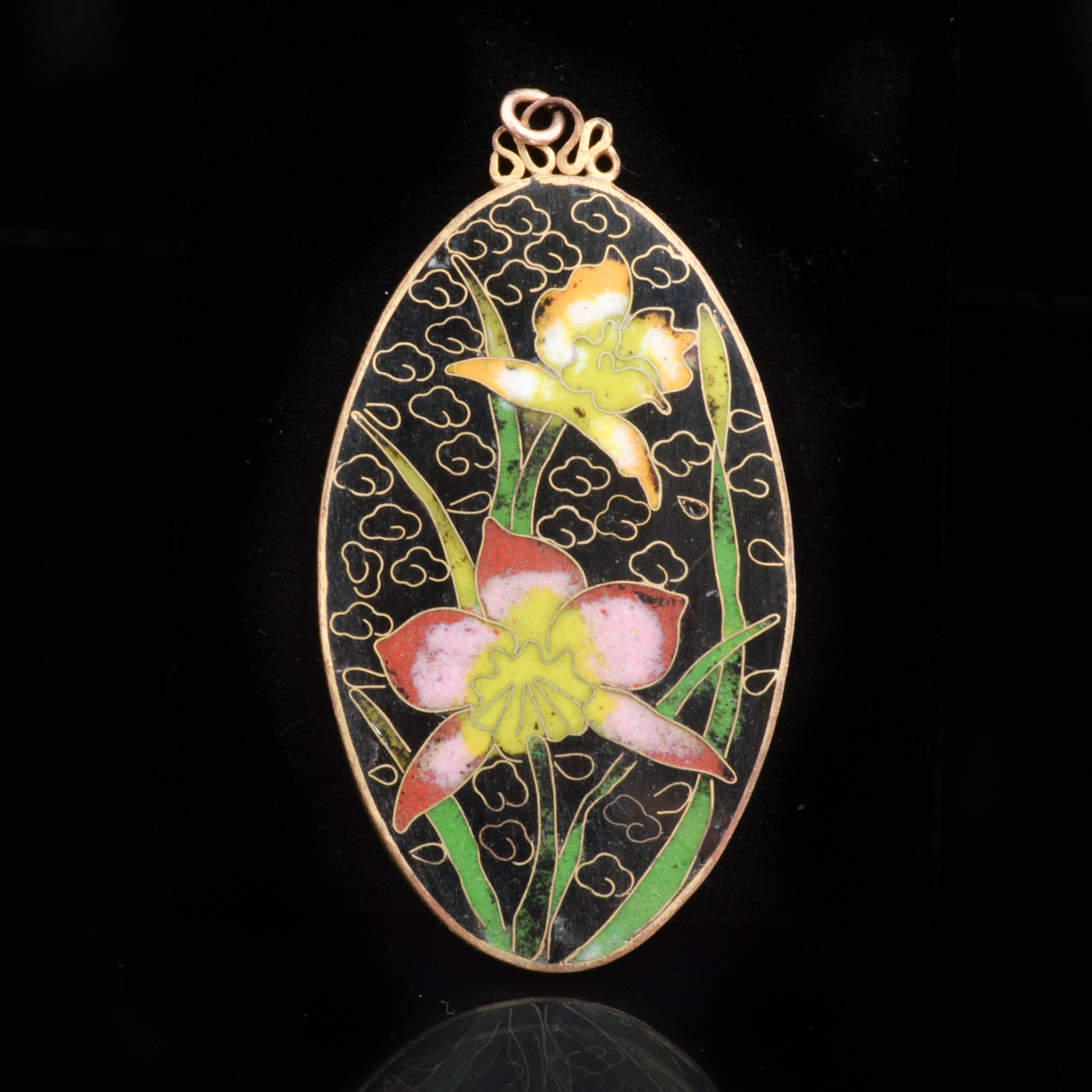 Vintage Cloisonne Pendant and Signed Florenza Cameo Pendant