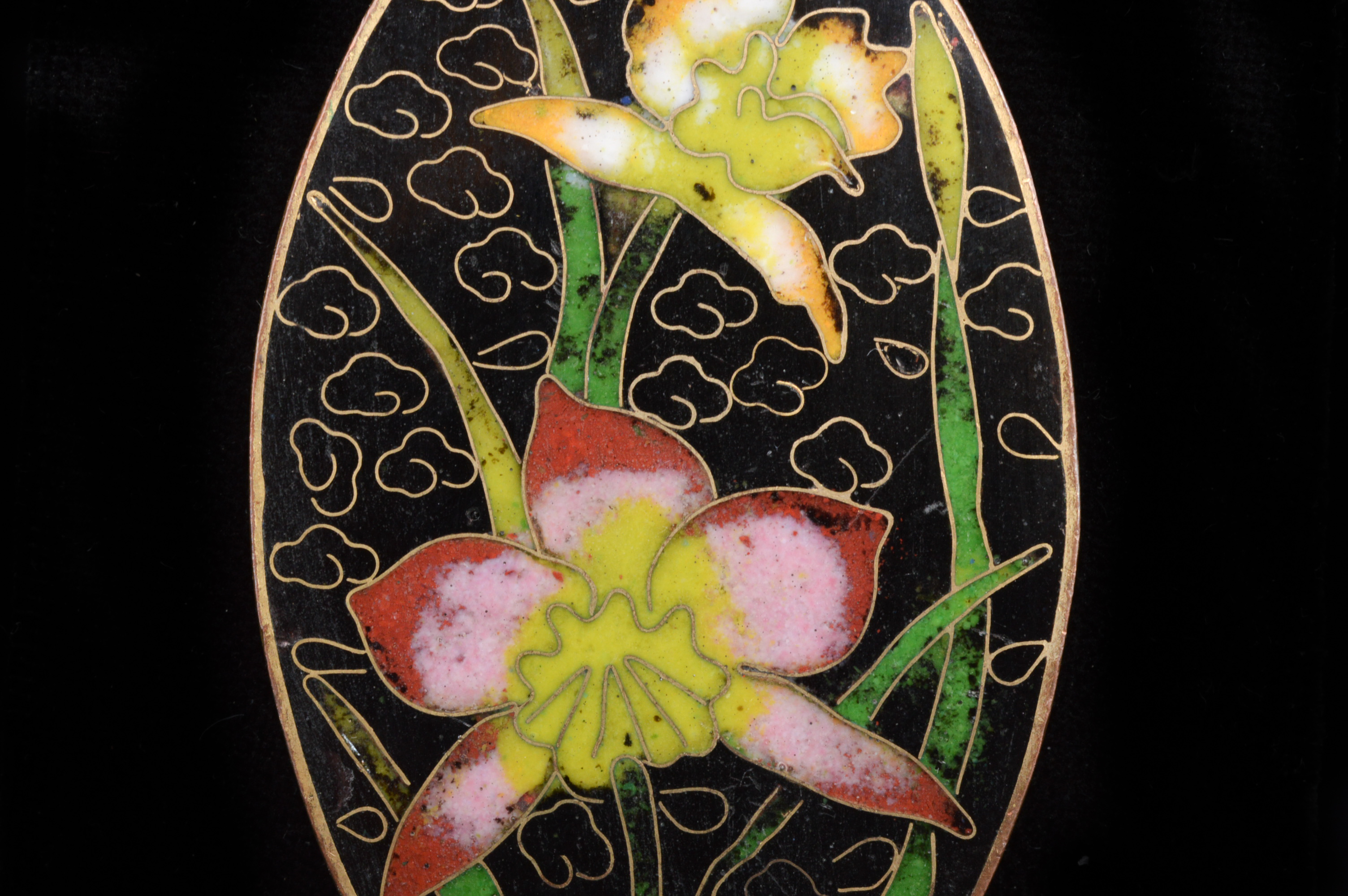 Vintage Cloisonne Pendant and Signed Florenza Cameo Pendant