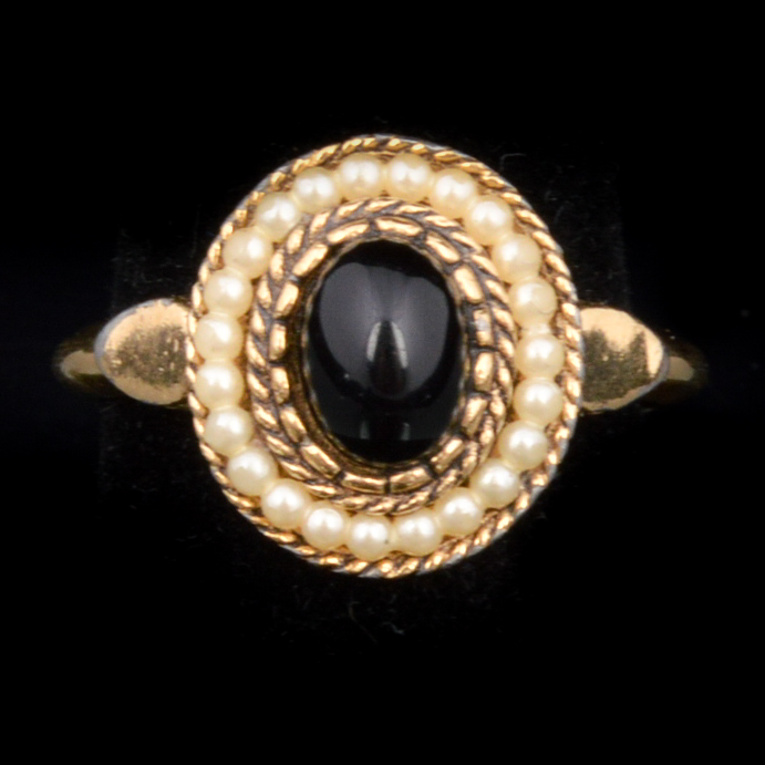 Vintage Avon Onyx and Seed Pearl Jewelry Set