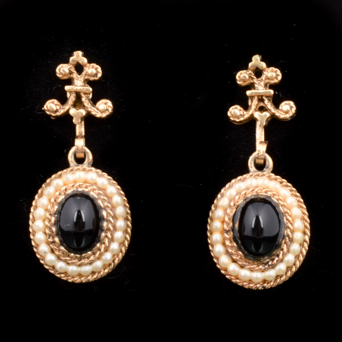 Vintage Avon Onyx and Seed Pearl Jewelry Set