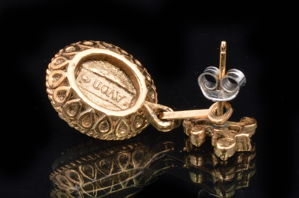 Vintage Avon Onyx and Seed Pearl Jewelry Set