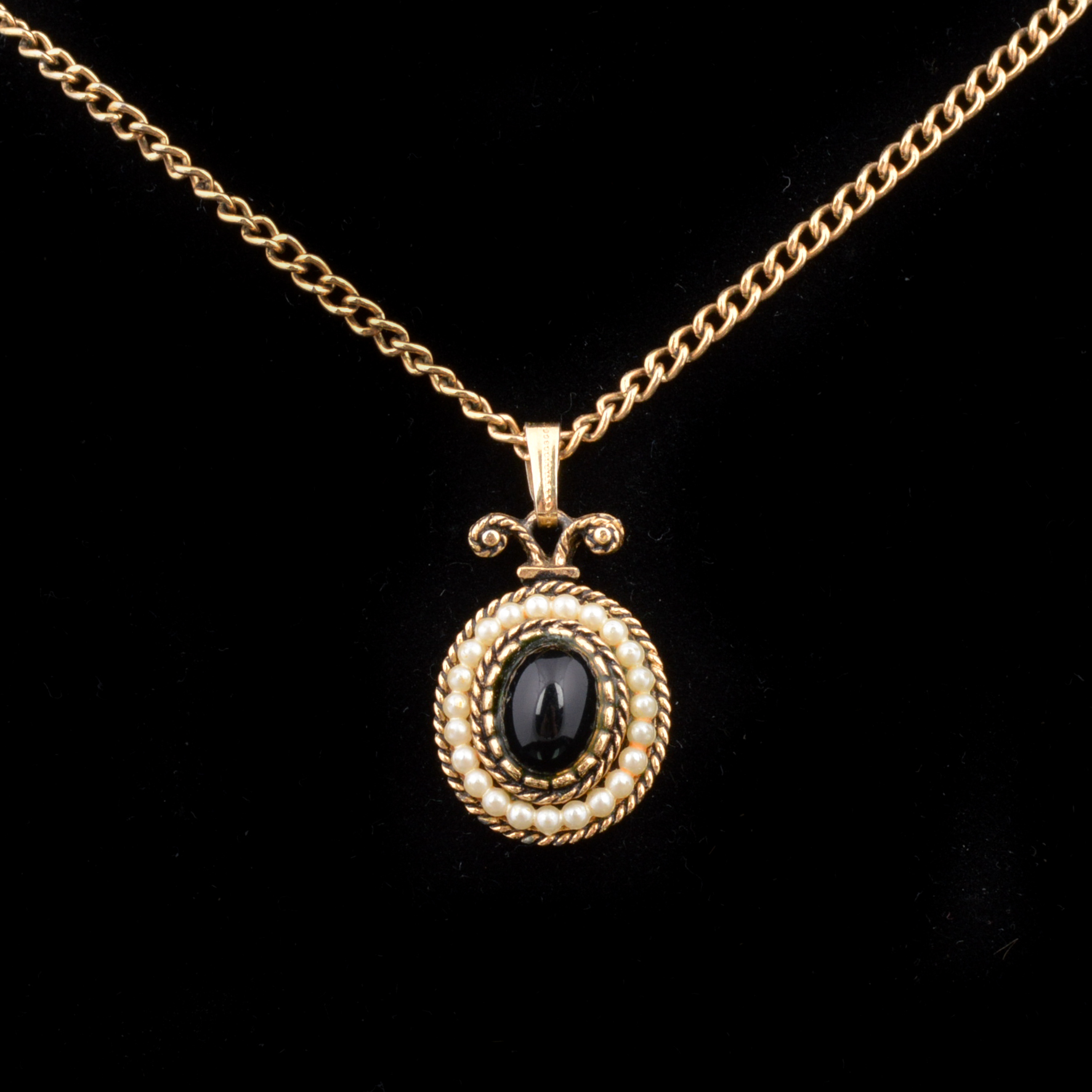 Vintage Avon Onyx and Seed Pearl Jewelry Set