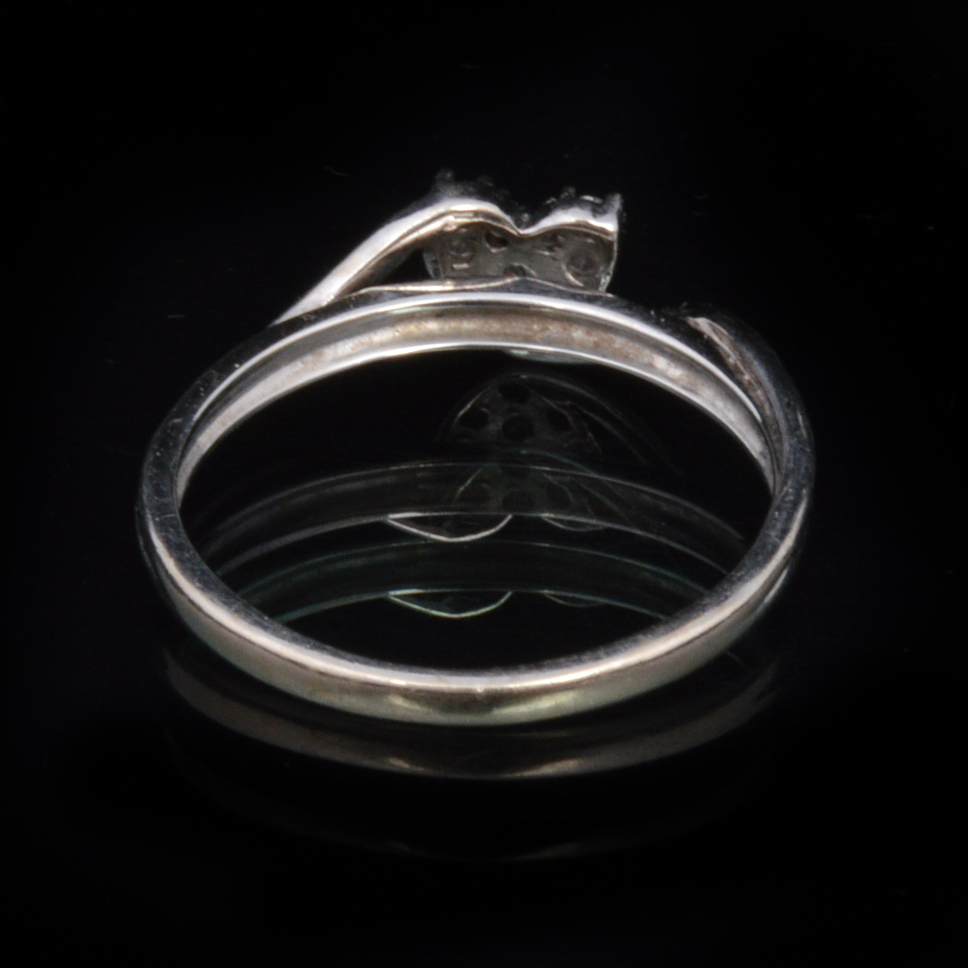 10K White Gold Heart Shaped Diamond Cluster Ring