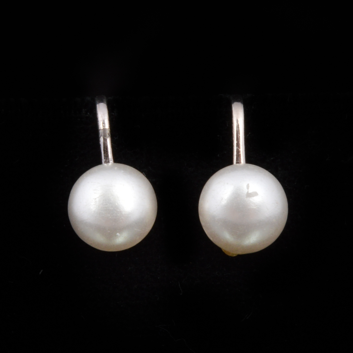 Antique Sterling and Freshwater Button Pearl Earrings