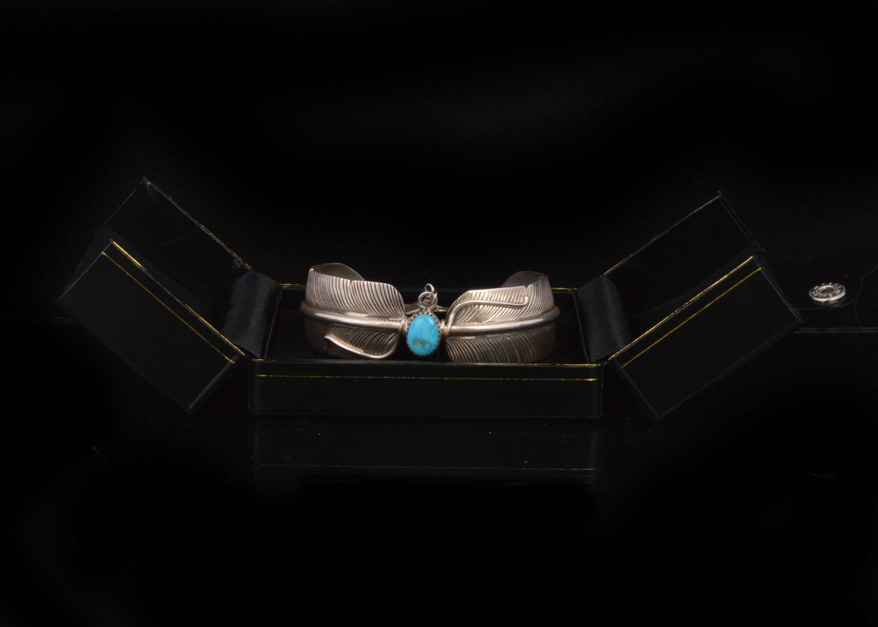 Signed Raymond Delgarito & RB Shop Sterling and Turquoise Cuff