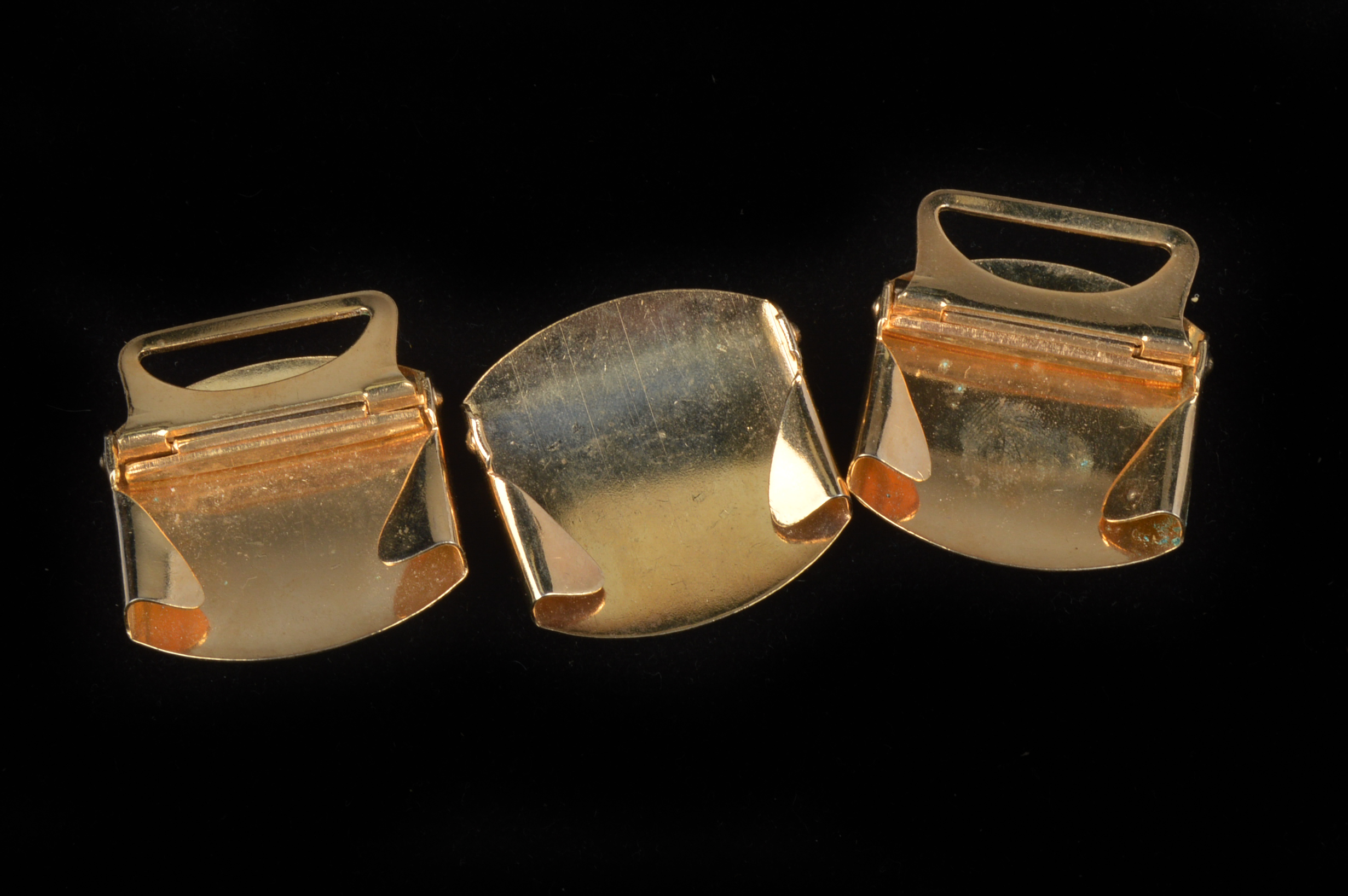 Gold and Silver Tone Belt Buckles with Polished Stone Cabochons