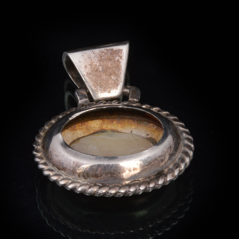 Mother of Pearl and Sodalite Sterling Pendants