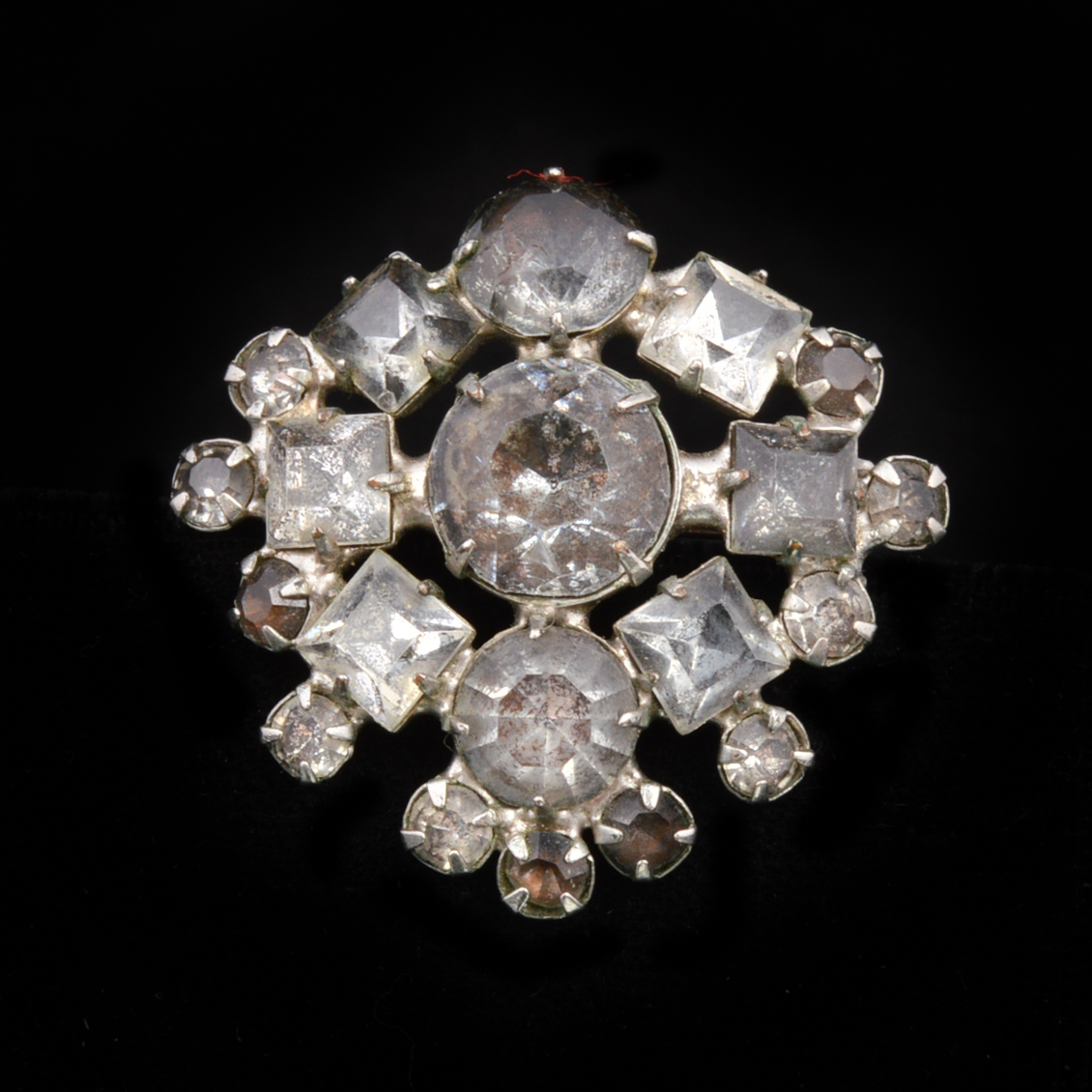 Antique Foil Back Rhinestone Brooch