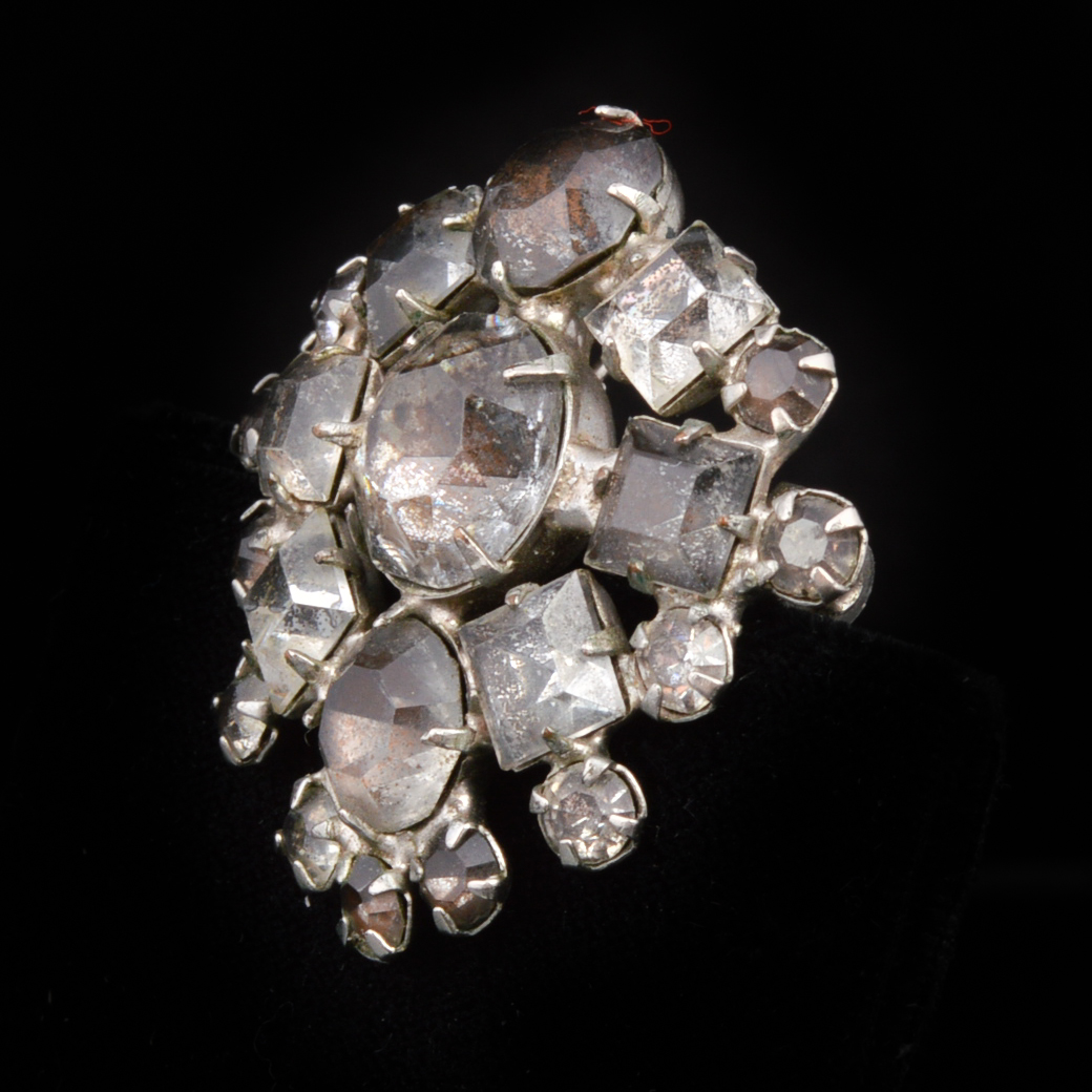 Antique Foil Back Rhinestone Brooch