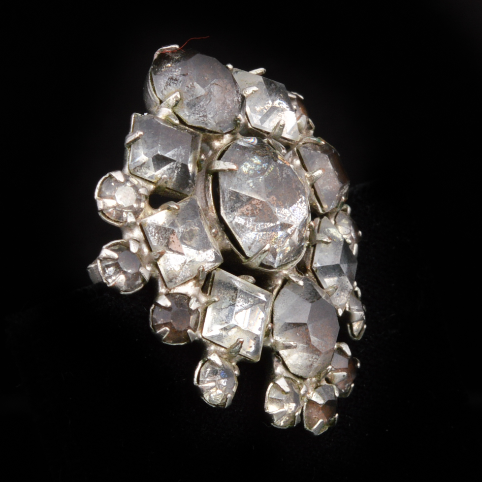 Antique Foil Back Rhinestone Brooch