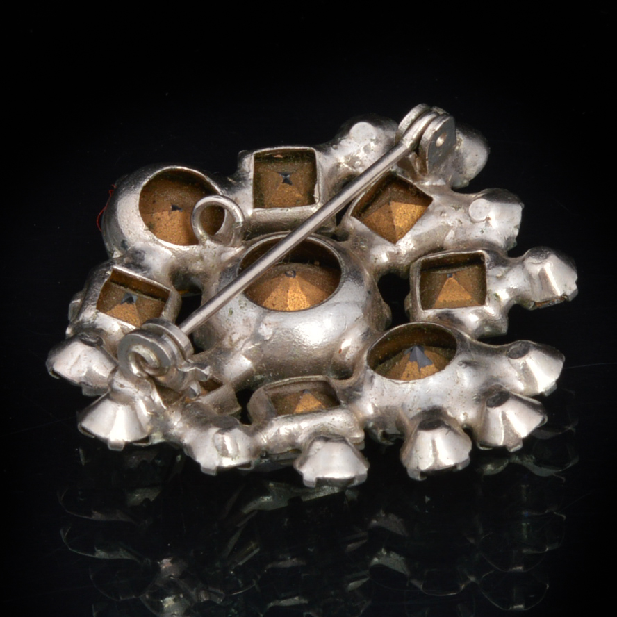 Antique Foil Back Rhinestone Brooch