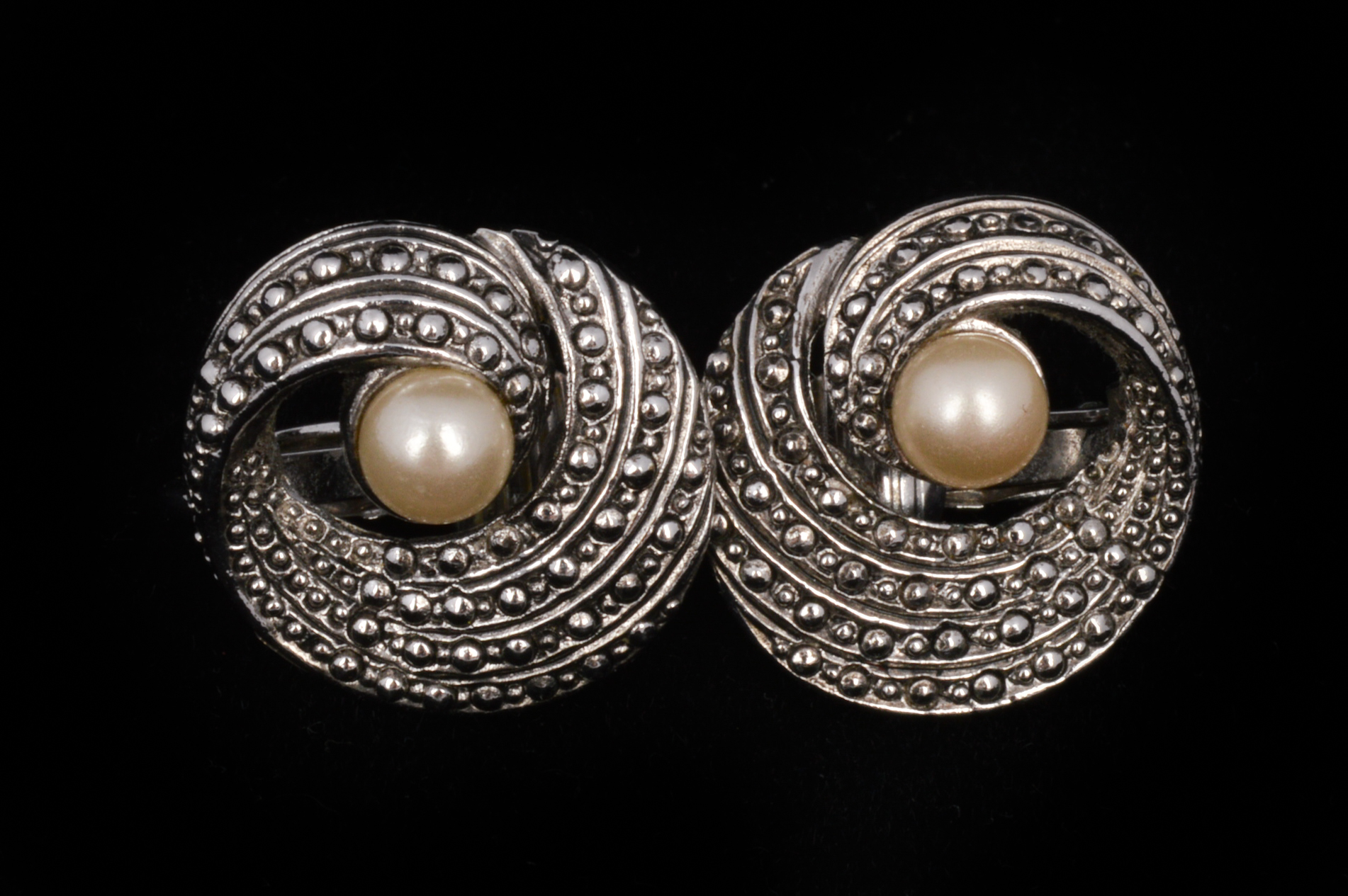 Vintage Faux Pearl Clip Back Earrings