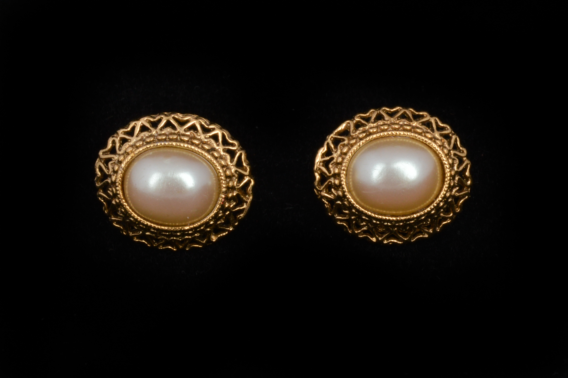 Vintage Faux Pearl Clip Back Earrings