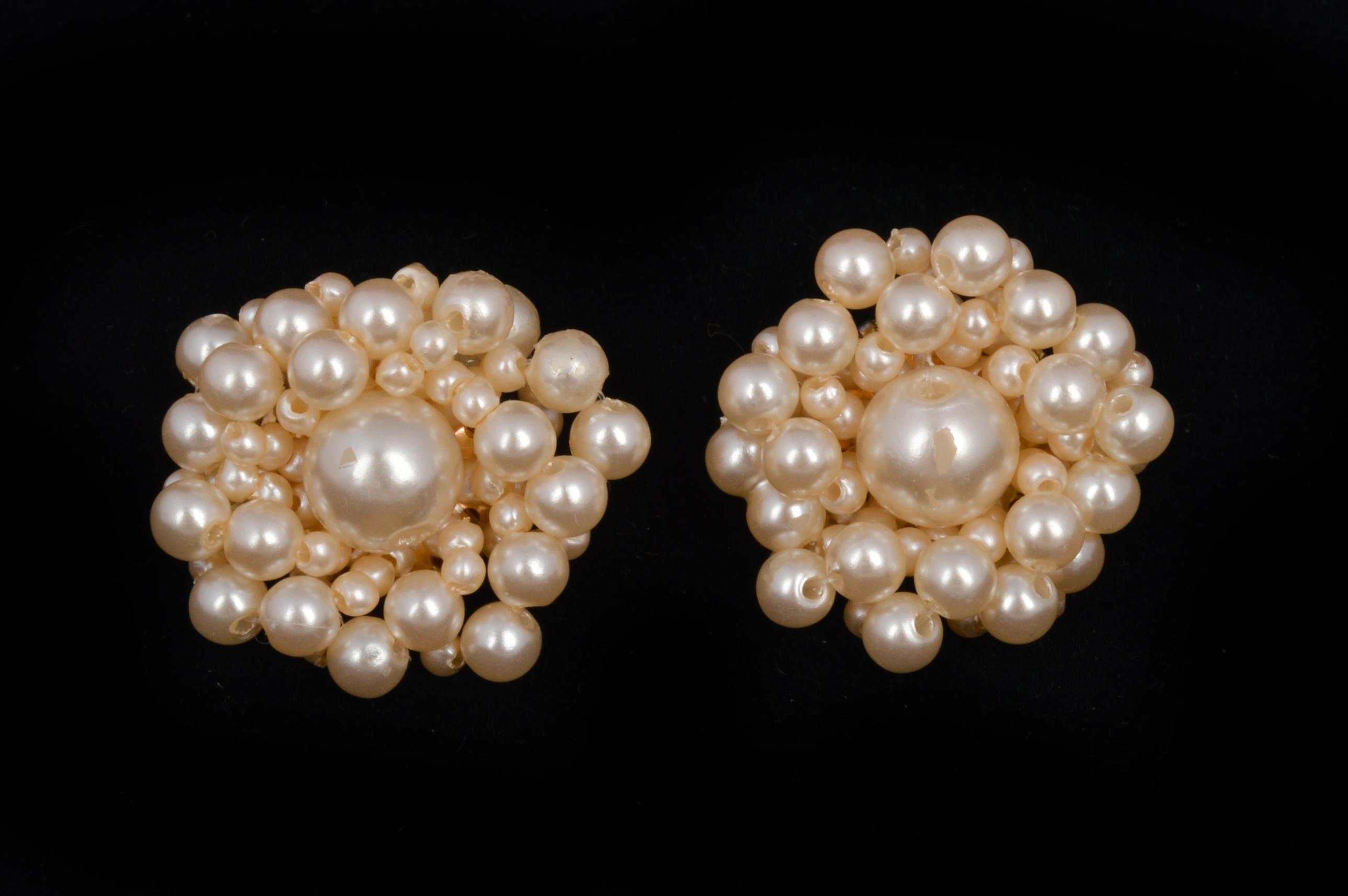 Vintage Faux Pearl Clip Back Earrings