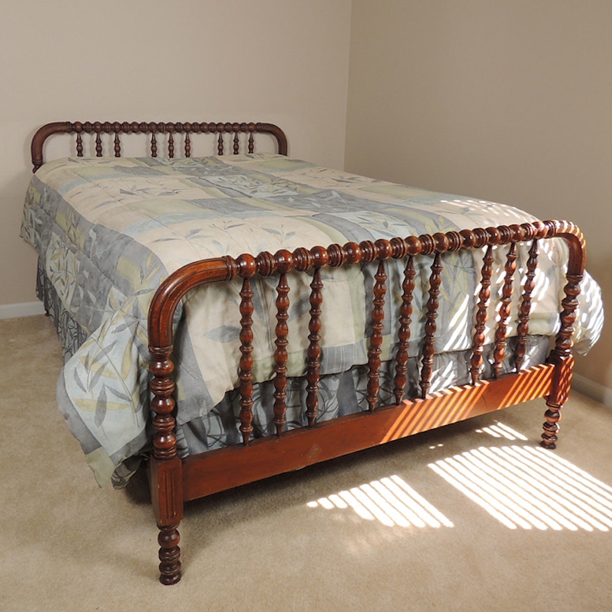 1940s Jenny Lind Spool Bed with Full Mattress and Boxspring