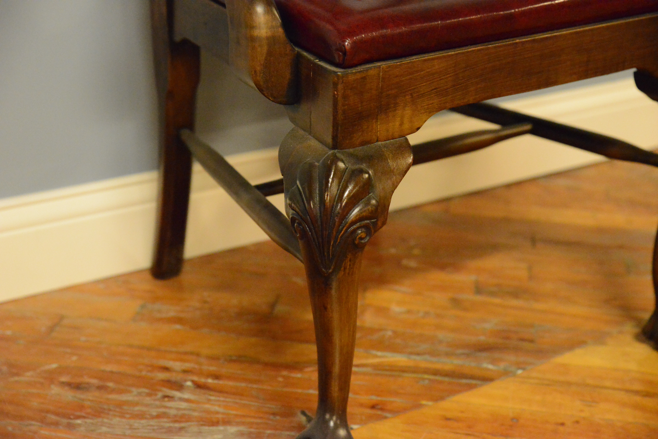 Romweber Chippendale Style Mahogany Chair with Leather Seat