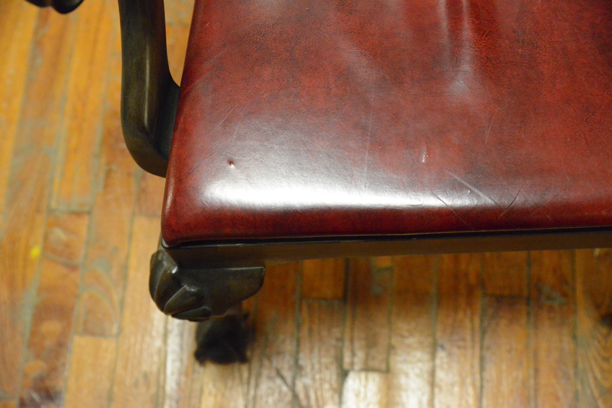 Romweber Chippendale Style Mahogany Chair with Leather Seat