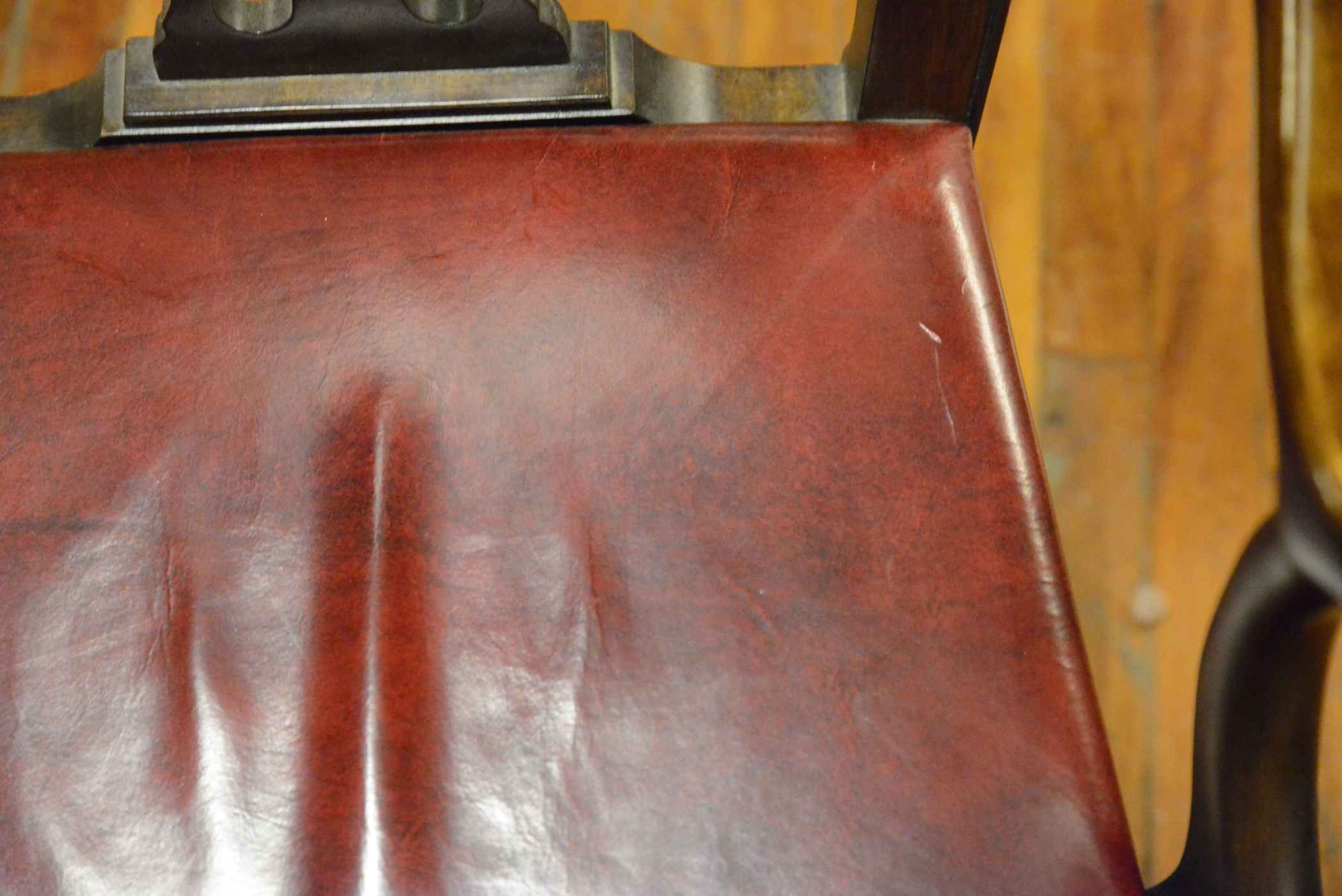 Romweber Chippendale Style Mahogany Chair with Leather Seat