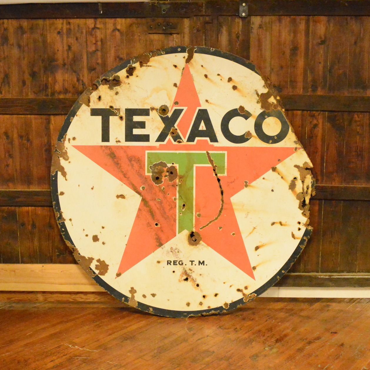 Vintage 71" Metal Enamelware Texaco Sign