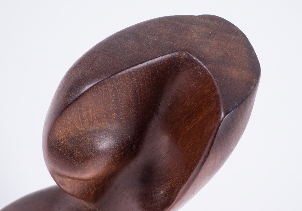 Signed Cherry Wood Sculpture of Abstract Female Form