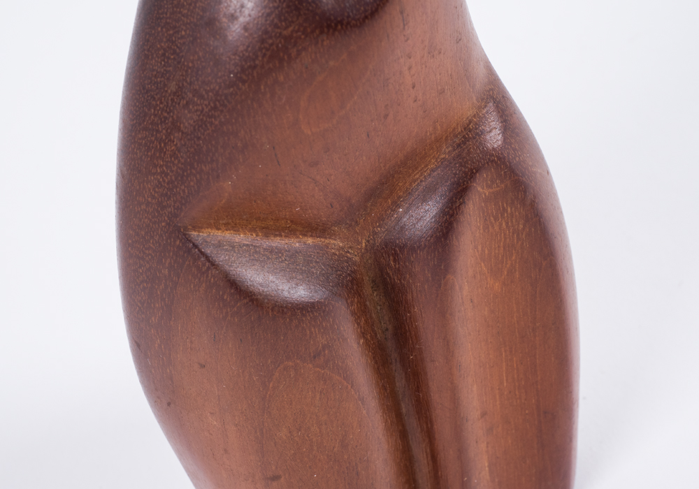 Signed Cherry Wood Sculpture of Abstract Female Form