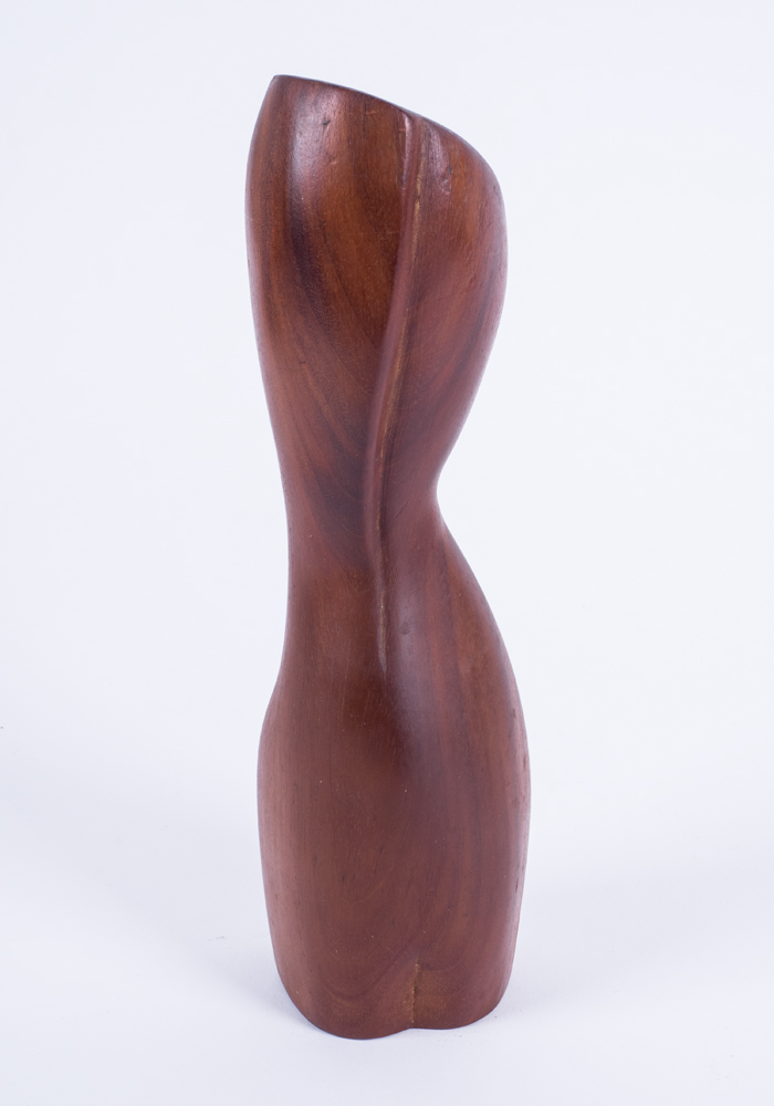 Signed Cherry Wood Sculpture of Abstract Female Form