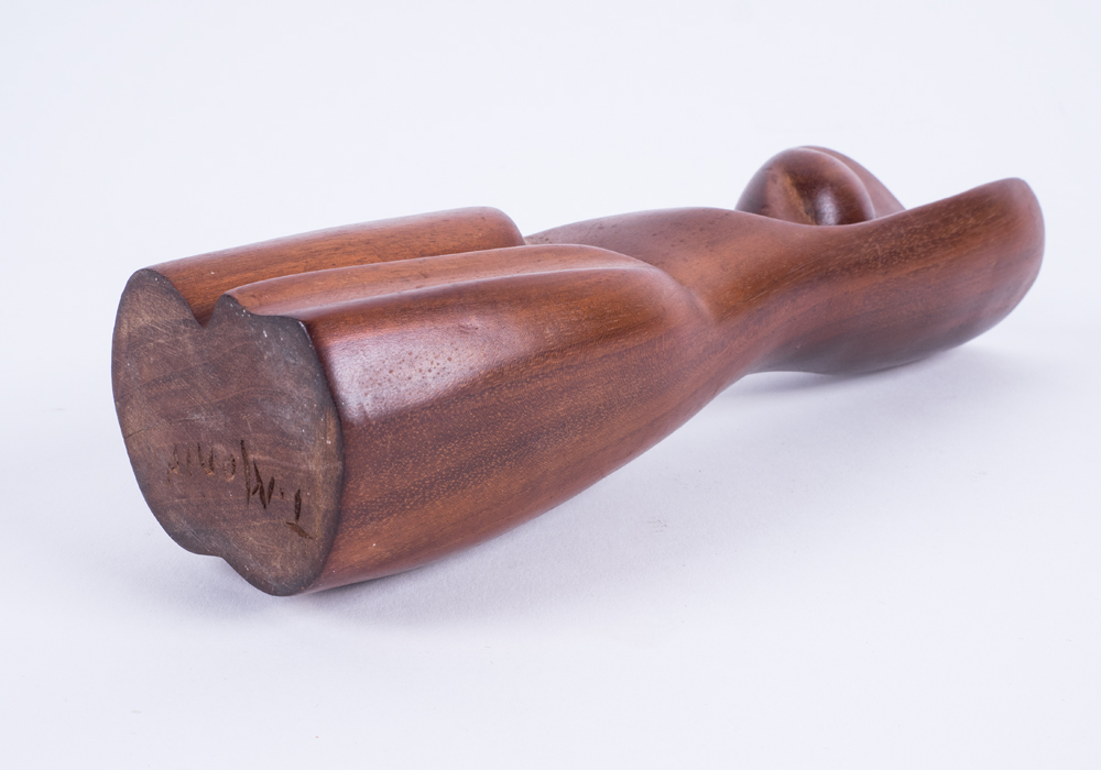 Signed Cherry Wood Sculpture of Abstract Female Form