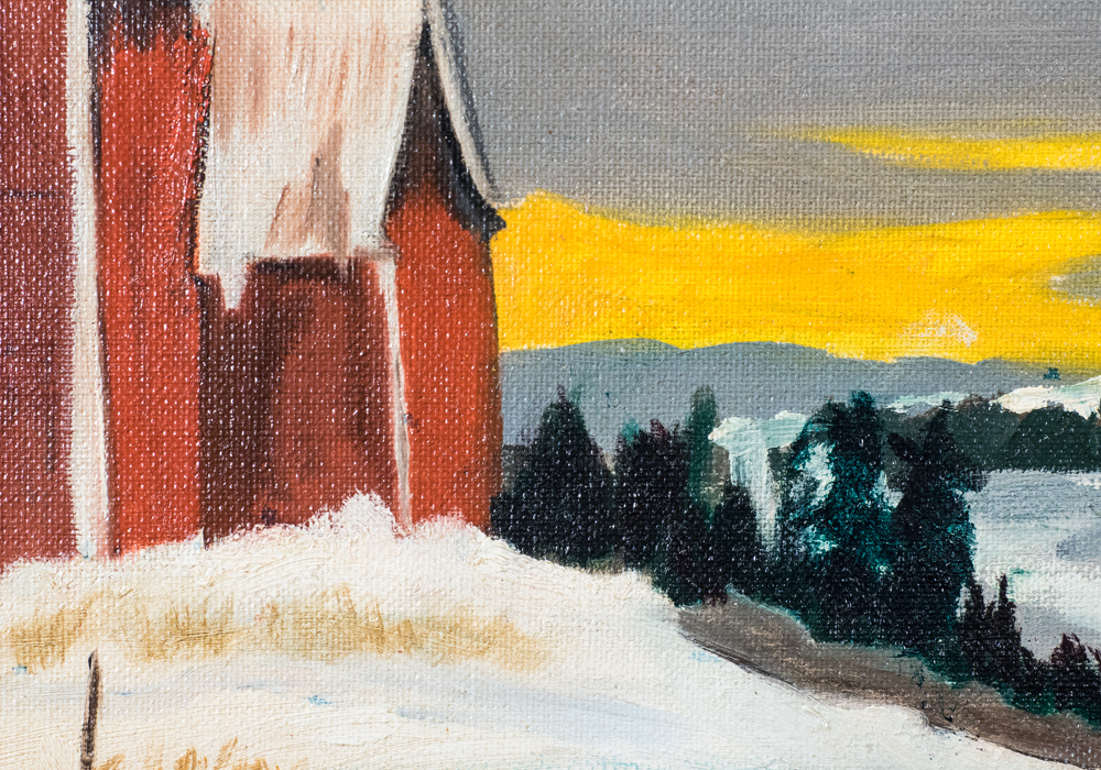 Pair of Oil Paintings Depicting Scenic Farmhouses