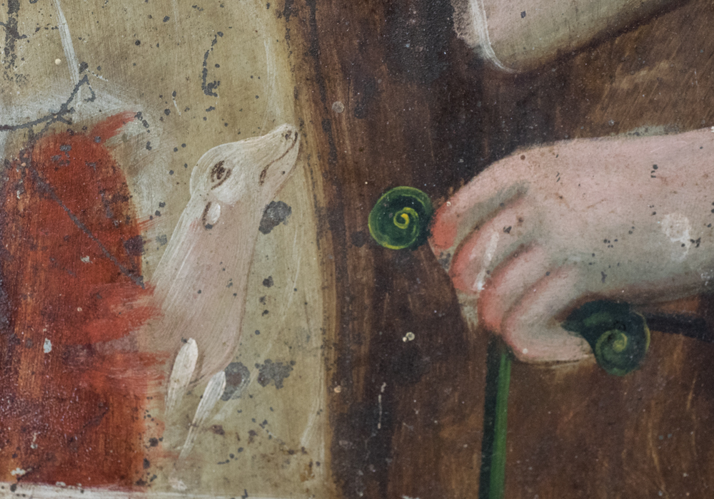 Antique Retablo Oil Painting of Saint Francis of Paola on Tin