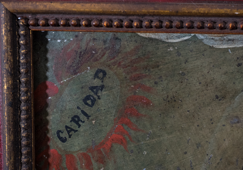 Antique Retablo Oil Painting of Saint Francis of Paola on Tin