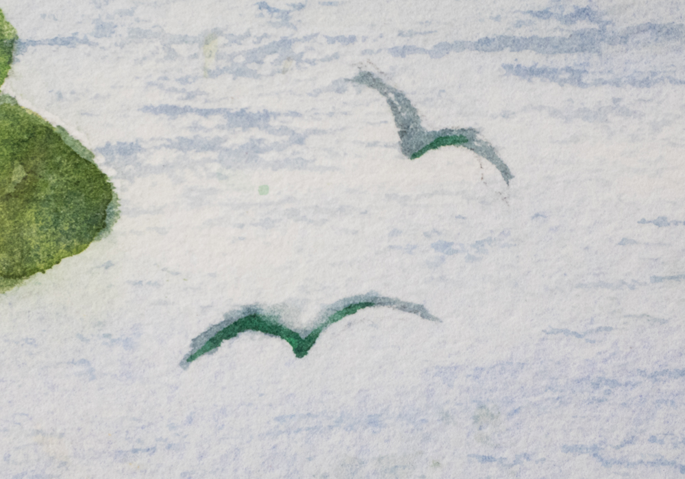 Signed Diane Gertz "Seagrape at HBOI" Watercolor