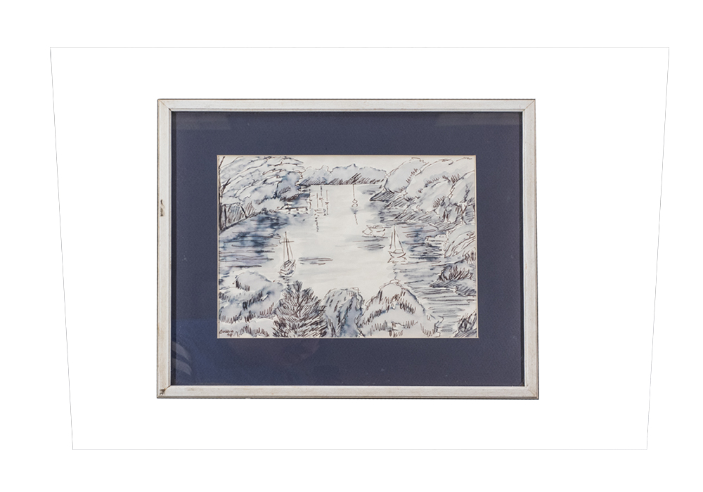 Signed Watercolor and Pen and Ink Drawing