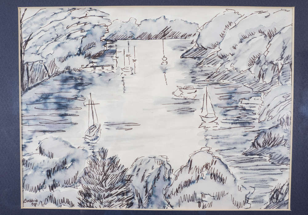 Signed Watercolor and Pen and Ink Drawing