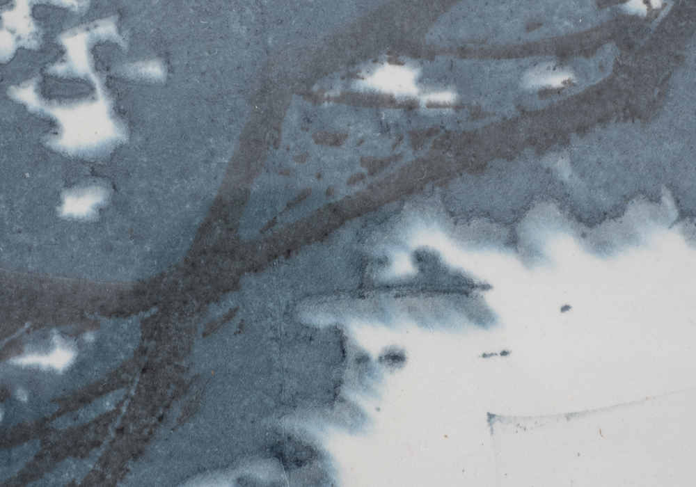 Signed Wu Fan "Picking Seeds of Trees" Watercolour Block Print