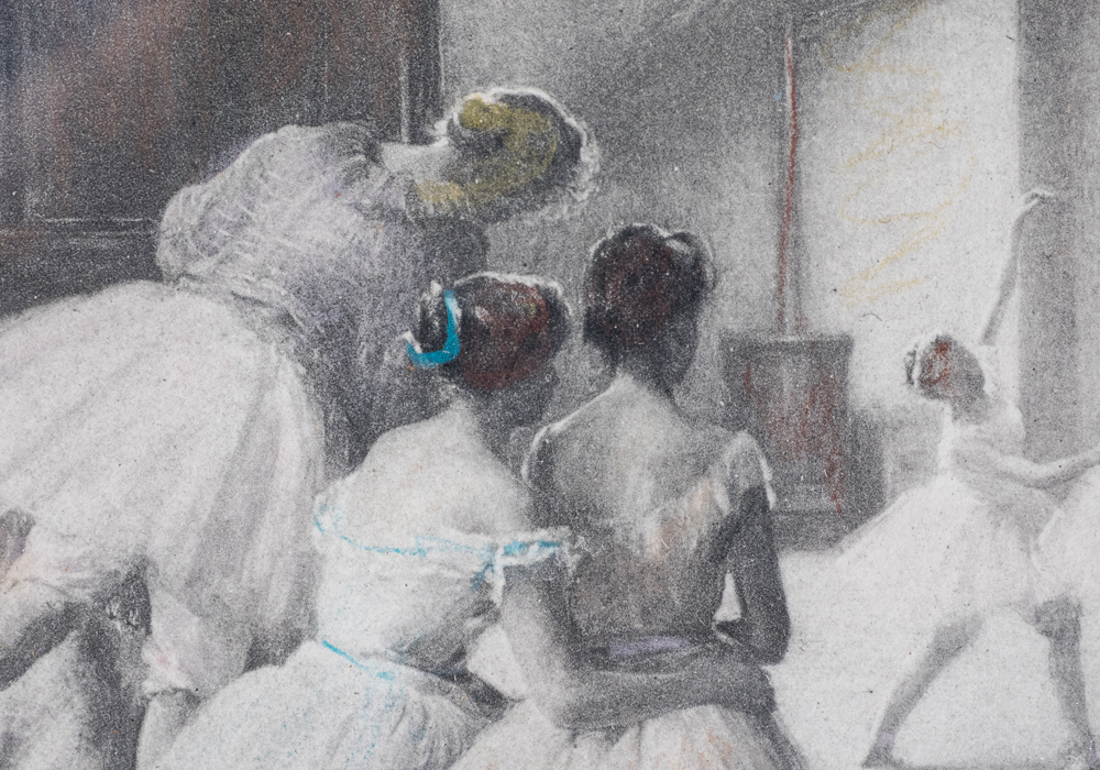 Antique Tinted Engraving "A Dancing-Class at the Opera"