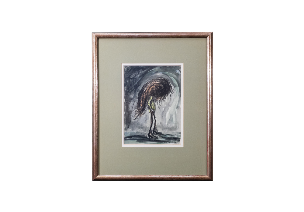 Signed Aaron Sopher Pen and Ink with Watercolor Painting